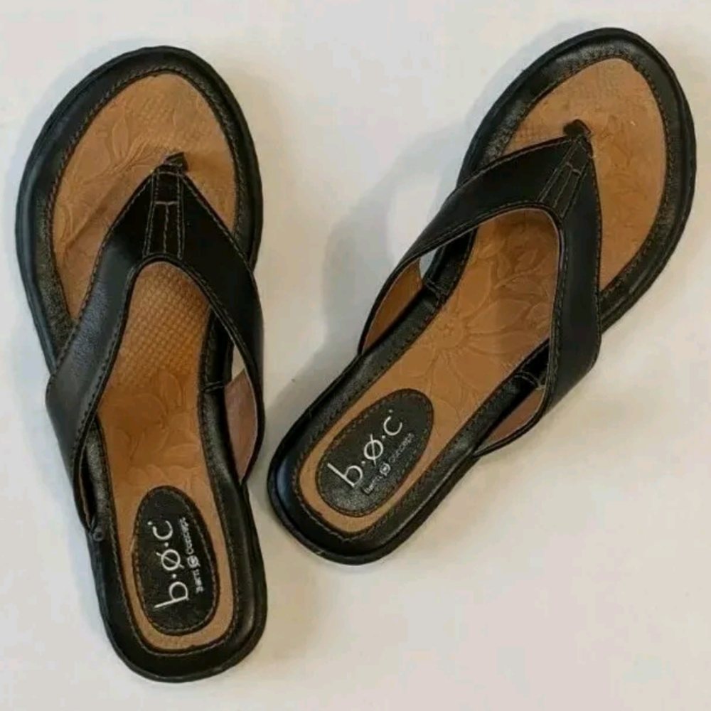 Born Concept Flat Leather Thongs Flip Flops Slip On Sandals, 6M